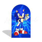 Sonic Cartoon Happy Birthday Party Arch Backdrop Wall Cloth Cover